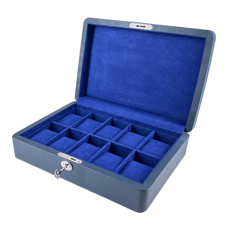 blue leather watch box