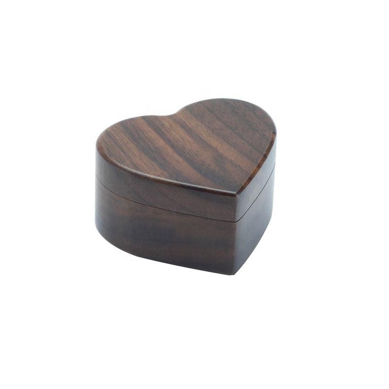 Solid Wood Heart Engagement Ring Box