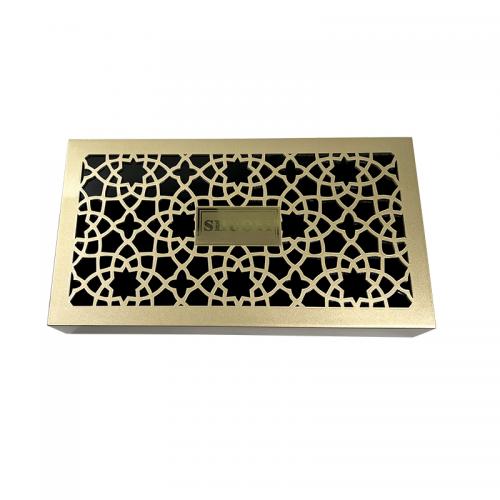 Custom gift packaging luxury essential oil perfume wooden box customized golden plate logo
