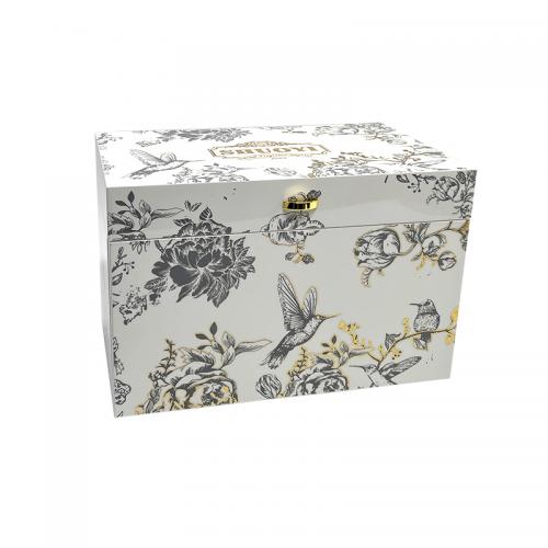 High quality level with white glossy lacquer pattern of customization oil perfume box
